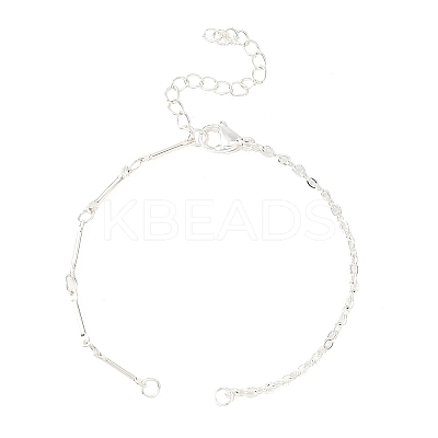 Brass Bar Link Chain & 304 Stainless Steel Cable Chain Bracelet Making AJEW-JB01421-03-1
