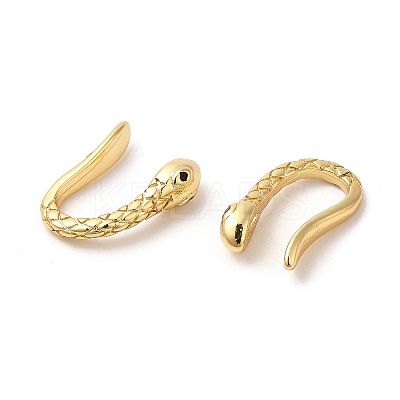 Rack Plating Brass Snake Cuff Earrings with Rhinestone EJEW-D061-33G-1