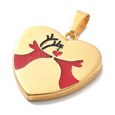 Christmas Ion Plating(IP) 304 Stainless Steel Enamel Pendants STAS-Z098-36G-1