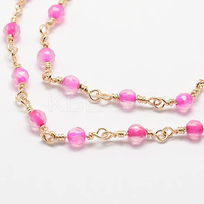 3.28 Feet Faceted Round Natural Agate Handmade Beaded Chains X-CHC-L034-26-NR-1