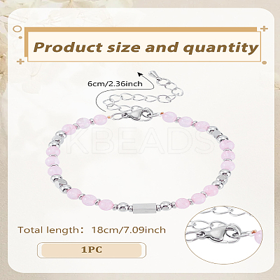 1Pc Natural Rose Quartz Round Beaded Bracelets for Women Men BJEW-LP0015-14-1