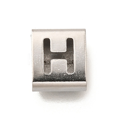 Letter Style 304 Stainless Steel Square Slide Charms STAS-L132-04H-1