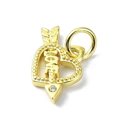 Heart Theme Brass Micro Pave Cubic Zirconia Charms KK-H475-56G-07-1