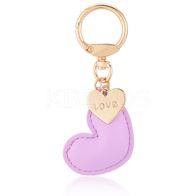 1Pc Imitation Leather Heart Keychain KEYC-CL0001-14B-1