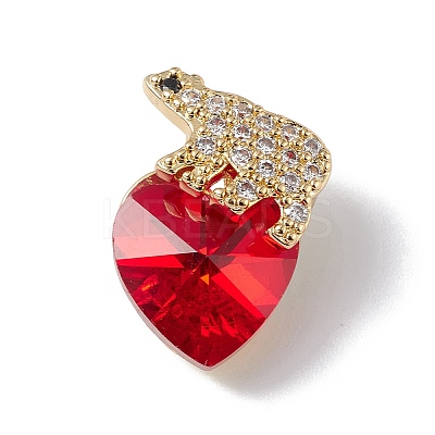 Real 18K Gold Plated Rack Plating Brass Micro Pave Clear Cubic Zirconia Pendants KK-C015-06G-17-1