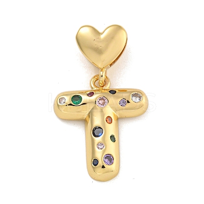 Brass Micro Pave Colorful Cubic Zirconia Pendants KK-P281-01G-T-1