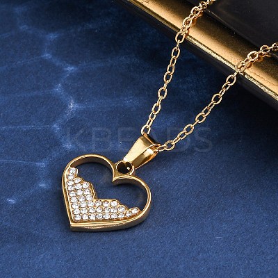 201 Stainless Steel Crystal Rhinestone Pendant Necklaces for Women NJEW-F335-01G-01-1