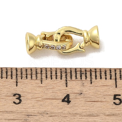 Rack Plating Brass Micro Pave Clear Cubic Zirconia Fold Over Clasps
 KK-R160-03G-1
