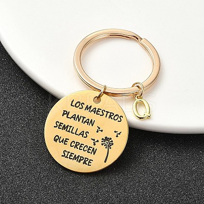 201 Stainless Steel & Brass Letter Keychain KEYC-YW00095-17-1