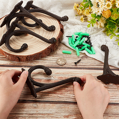 Iron Wall Mounted Hook Hangers AJEW-WH0415-28-1
