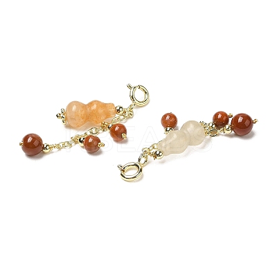 Natural Jade Gourd Pendant Decorations KK-H445-15G-1