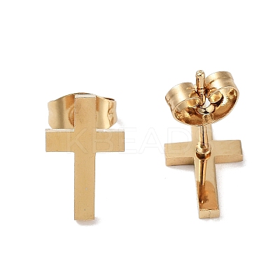 PVD Vacuum Plating 304 Stainless Steel Stud Earrings for Women EJEW-A048-47B-G-1