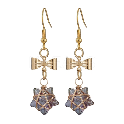 Glass Star Dangle Earrings EJEW-JE05548-01-1