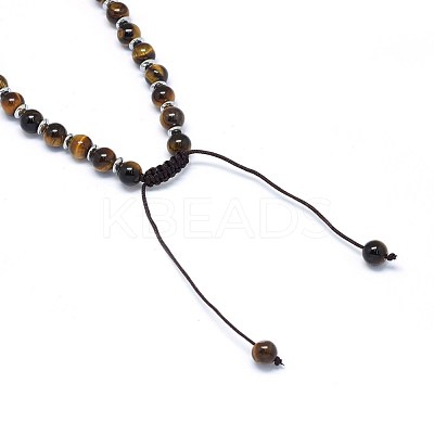 Natural Tiger Eye Pendant Necklaces NJEW-P241-C05-1