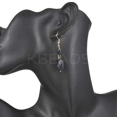 Synthetic Goldstone Rectangle Dangle Earrings EJEW-JE06601-03-1
