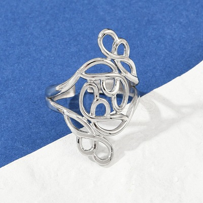 304 Stainless Steel Open Cuff Rings for Women RJEW-U061-02P-1