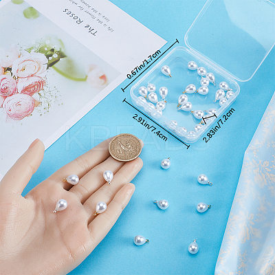 40Pcs 2 Colors ABS Plastic Imitation Pearl Pendants KK-BBC0011-98-1