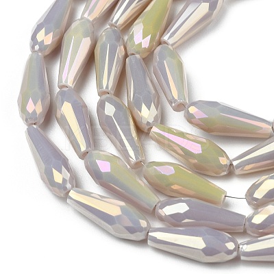 Electroplated Opaque Glass Beads Strands X-EGLA-L015-FR-B16-01-1