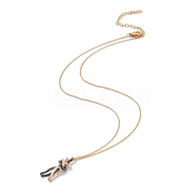 Hugging Human Infinity Love Pendant Necklace for Valentine's Day NJEW-C005-01G-1