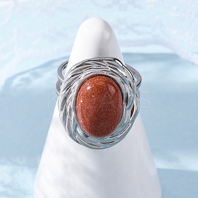Oval Synthetic Goldstone Finger Rings RJEW-M063-01P-15-1