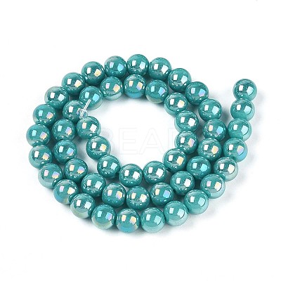 Electroplate Opaque Glass Beads Strands GLAA-T032-P10mm-AB12A-1