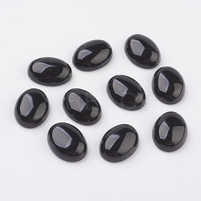 Natural Obsidian Flat Back Cabochons X-G-G741-18x25mm-20-1