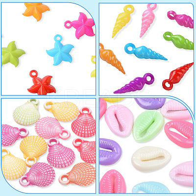180Pcs 6  Style Opaque Acrylic Pendants SACR-SP0001-29-1