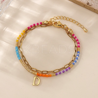 304 Stainless Steel Letter Charm Double-layered Bracelets VG5038-4-1