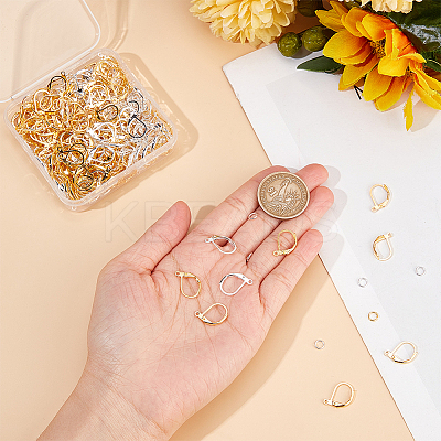200Pcs 2 Color Brass Leverback Earring Findings KK-SP0001-06-1