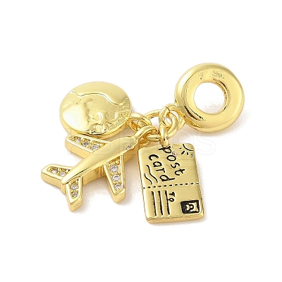 Rack Plating Brass Micro Pave Clear Cubic Zirconia Enamel European Dangle Charms KK-S380-28G-1