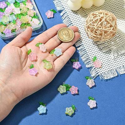60Pcs 6 Colors Glass Pendants PALLOY-CJ00062-1