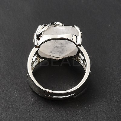 Natural Quartz Crystal Adjustable Rings RJEW-P043-03P-14-1
