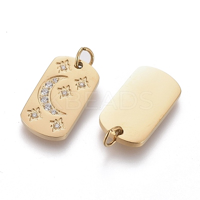 316 Surgical Stainless Steel Micro Pave Clear Cubic Zirconia Pendants STAS-I164-034G-1