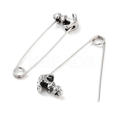 Anchor 316 Surgical Stainless Steel Safety Pin Hoop Earrings for Women EJEW-Z050-28AS-1