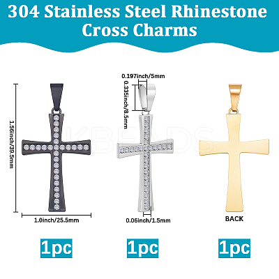3Pcs 3 Colors 304 Stainless Steel Pendants STAS-BBC0007-18-1