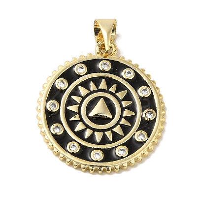 Brass Enamel Micro Pave Cubic Zirconia Pendants KK-Z042-24G-01-1