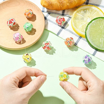 10Pcs 10 Colors Fruit Round Resin Beads RESI-CJ0004-94-1