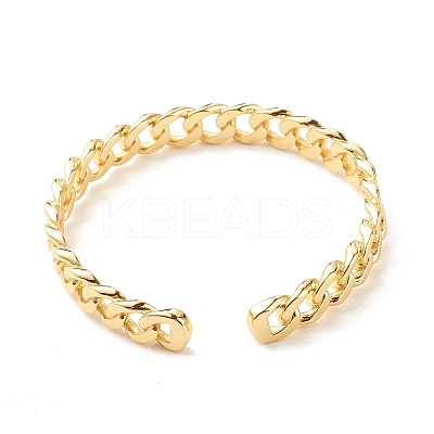 Brass Curb Chain Shape Open Cuff Bangle for Women LS-BJEW-B054-38G-1