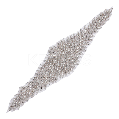 Flower Polyester Computerized Embroidery Cloth Hotfix Rhinestone Iron on/Sew on Patches PATC-WH0002-107B-1