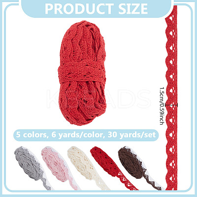 30 Yards 5 Colors Cotton Braided Wavy Lace Ribbon OCOR-NB0002-26-1