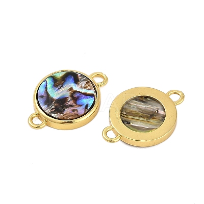 Brass Pave Natural Paua Shell Connector Charms KK-M299-01D-G-1