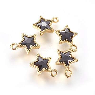Golden Tone Brass Micro Pave Cubic Zirconia Charms ZIRC-L075-13A-G-1
