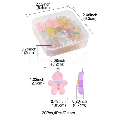 20Pcs 5 Colors Christmas Transparent Resin Pendants RESI-FS0001-41-1
