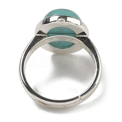 Synthetic Green Turquoise Oval Adjustable Rings RJEW-K371-07S-18-1