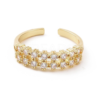 Clear Cubic Zirconia Open Cuff Ring RJEW-E072-10G-1