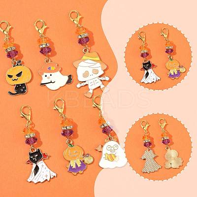 6Pcs Alloy Enamel Pendant Decorations HJEW-FS00059-1