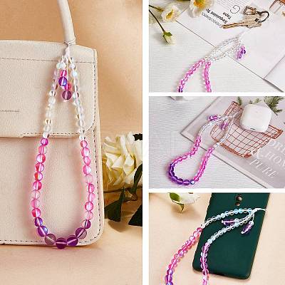 Round Synthetic Moonstone Beaded Mobile Straps HJEW-SW00042-09-1