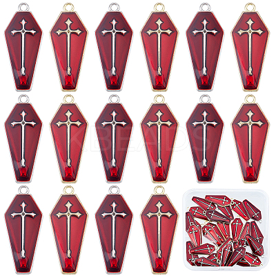 30Pcs 2 Colors Halloween Theme Alloy Enamel Pendants FIND-SC0002-93-1