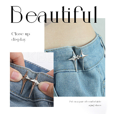 8Pcs 4 Style 4 Pointed Star & Bear Alloy Adjustable Jean Button Pins AJEW-DR0001-33-1