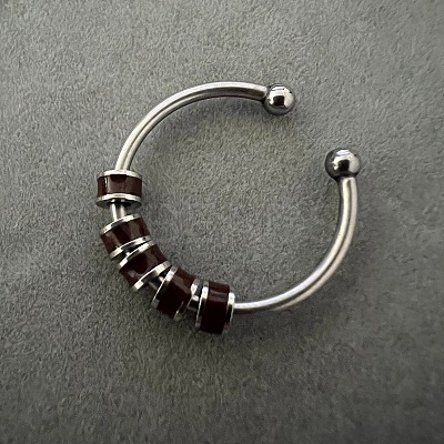 304 Stainless Steel Enamel Disc Beaded Adjustable Open Rings FS-WGAD8B0-09-1